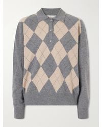 Rohe - Argyle Cashmere, Wool And Silk-Blend Polo Sweater - Lyst