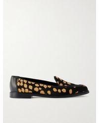 Manolo Blahnik - Maxy Leather-Trimmed Leopard-Print Calf Hair Loafers - Lyst