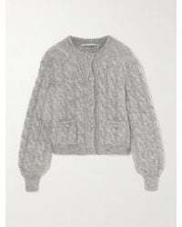 Alessandra Rich - Cropped Sequin-Embellished Cable-Knit Cardigan - Lyst