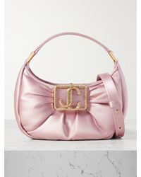 Jimmy Choo - Edie Mini Schultertasche Aus Satin Mit Raffungen Und Verzierungen - Lyst