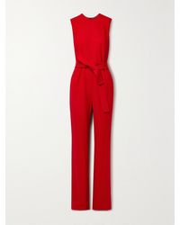 Adam Lippes - Belted Wool-Crepe Jumpsuit - Lyst