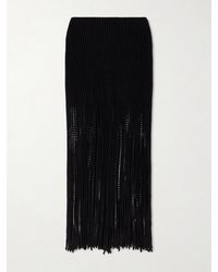Alaïa - Knitted Fringed Midi Skirt - Lyst