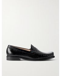 Stuart Weitzman - Lottie Croc-Effect Polished-Leather Loafers - Lyst