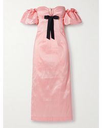 Kika Vargas - Stella Off-The-Shoulder Bow-Detailed Taffeta Midi Dress - Lyst