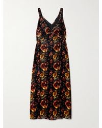 R13 - Floral-Print Velvet Midi Dress - Lyst