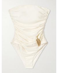Jonathan Simkhai - Lorena Strapless Embellished Swimsuit - Lyst