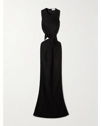 Saint Laurent - Bow-Detailed Open-Back Silk-Satin Gown - Lyst