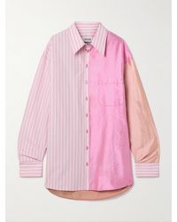 Christopher John Rogers - Patchwork Satin, Silk-Twill And Striped Cotton-Blend Poplin Shirt - Lyst