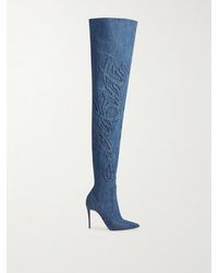 Christian Louboutin - Kate Botta Loubijeans 100 Denim Pointed-Toe Over-The-Knee Boots - Lyst
