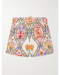Borgo De Nor - Gwen Belted Printed Broderie Anglaise Cotton Shorts - Lyst