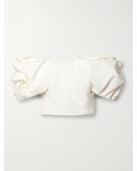 Gabriela Hearst - Erwan Cropped Off-The-Shoulder Silk And Wool-Blend Cady Top - Lyst