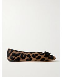 Ferragamo - Vanna Leopard-Print Calf Hair Ballet Flats - Lyst