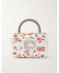 Roger Vivier - Floral-Appliquéd Embellished Satin Clutch - Lyst
