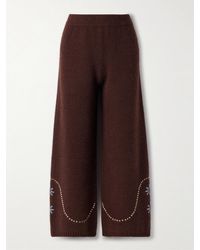 Calle Del Mar - Intarsia-Knit Cashmere Wide-Leg Pants - Lyst