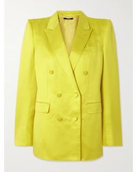 Tom Ford - Double-Breasted Cotton And Silk-Blend Hammered-Satin Blazer - Lyst