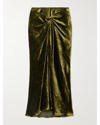 Dries Van Noten - Ruched Velvet Midi Skirt - Lyst