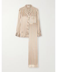 Olivia Von Halle - Lila Striped Silk-Satin Pajama - Lyst