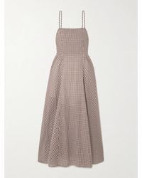 Posse - Callie Pleated Gingham Cotton-Voile Midi Dress - Lyst