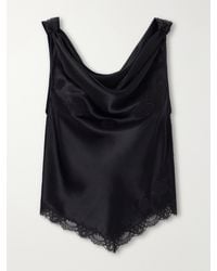 Doen - Manon Gathered Lace-Trimmed Silk-Satin Top - Lyst