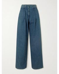 Golden Goose - Embellished Pleated High-Rise Wide-Leg Jeans - Lyst