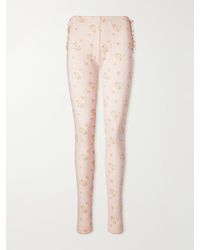 Simone Rocha - Ruffled Floral-Print Pointelle-Knit Cotton-Jersey Leggings - Lyst