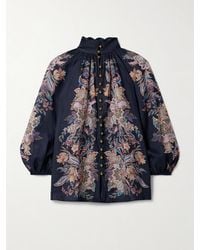 Zimmermann - Rhiannon Floral-Print Ramie Blouse - Lyst