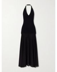 St. Agni - Circle Mesh And Crepe Halterneck Maxi Dress - Lyst