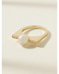 Mizuki - 14 Karat- Pearl And Diamond Ring - Lyst