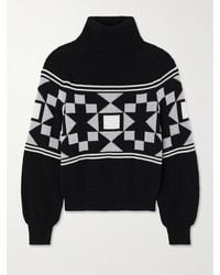 High Sport - Lara Intarsia-Knit Metallic Cotton-Blend Turtleneck Sweater - Lyst