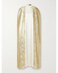‎Dima Ayad - Robe Du Soir Et Cape En Satin Et En Jacquard Satiné Métallisé - Lyst