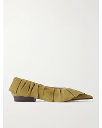 JW Anderson - Ruffled Nubuck-Trimmed Suede Ballet Flats - Lyst