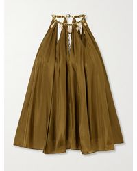 Zimmermann - Mahon Embellished Gathered Silk-Satin Blouse - Lyst