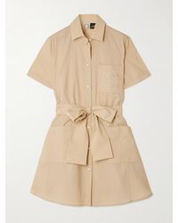 Loewe - Paula's Ibiza Mini-Hemdblusenkleid Aus Einer Baumwollmischung Mit Applikation Und Bindegürtel - Lyst