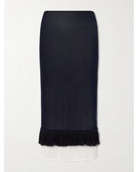 Bottega Veneta - Fringed Knitted Silk Midi Skirt - Lyst