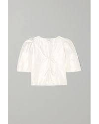 MaisonCléo Agnès Tie-detailed Silk-dupioni Blouse - White