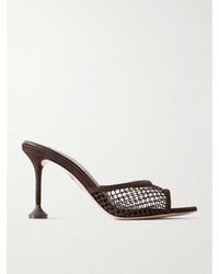 Aquazzura - Bisous 85 Mules Aus Netzmaterial Mit Velourslederbesätzen - Lyst