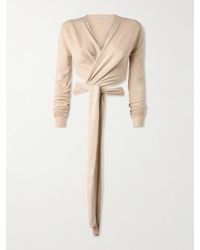 Alaïa - Cropped Cashmere-Blend Wrap Top - Lyst