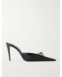 Saint Laurent - Cosmo 95 Crystal-Embellished Faille Mules - Lyst