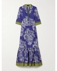 Etro - Floral-Print Cotton-Poplin Midi Dress - Lyst