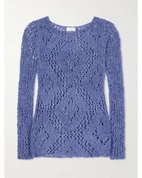 The Elder Statesman - Lake Pointelle-Knitted Silk, Cashmere And Linen-Blend T-Shirt - Lyst