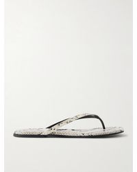 STAUD - Freja Snake-Embossed Leather Flip Flops - Lyst