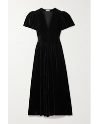 Doen Tuileries Maxikleid Aus Samt Mit Raffungen - Schwarz