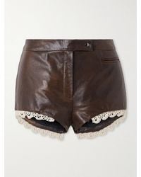 Magda Butrym - Cotton Lace-Trimmed Leather Shorts - Lyst