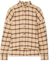 Étoile Isabel Marant Ilaria Kariertes Hemd Aus Baumwollflanell Mit Rüsche - Natur