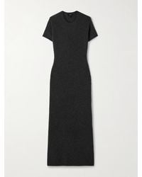 Theory Seamed Linen Blend Maxi Dress in Brown | Lyst