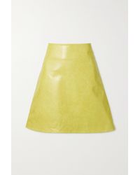 Maximilian Marcia Leather Skirt - Yellow