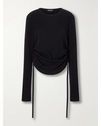 Ann Demeulemeester - Dot Gathered Ribbed Cotton T-Shirt - Lyst