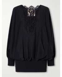 Valentino Garavani - Lace-Trimmed Cotton-Jersey Sweatshirt - Lyst