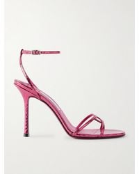 Jimmy Choo - Sandales En Cuir Effet Croco Métallisé Leo 100 - Lyst