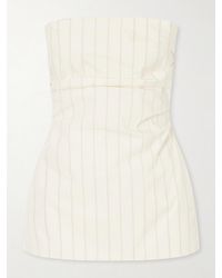 St. Agni - Strapless Pinstriped Cotton-Blend Poplin Top - Lyst